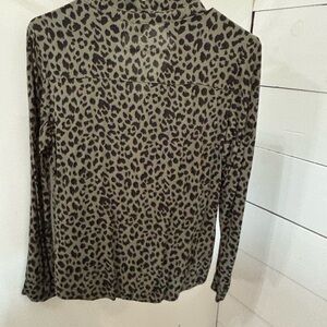 Divided Black and Gray Leopard Print Button Down Shirt